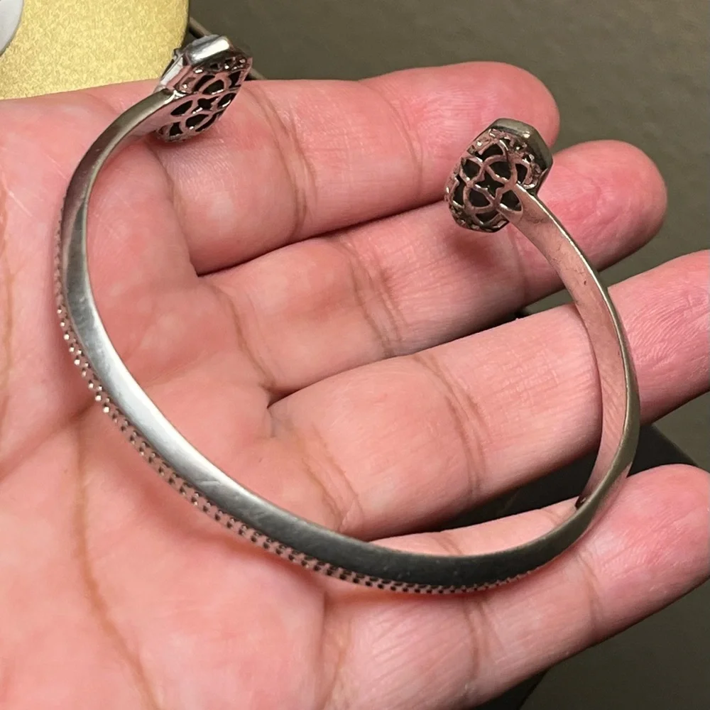 Kendra Scott Elton Silver Cuff Bracelet in platinum Drusy 2005 - Picture 7 of 9